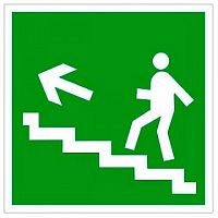Знак безопасности BL-3015A.E16 Напрю к эвакуац. выходу по лестнице вверх (лев.) | код. a12964 | белый Свет